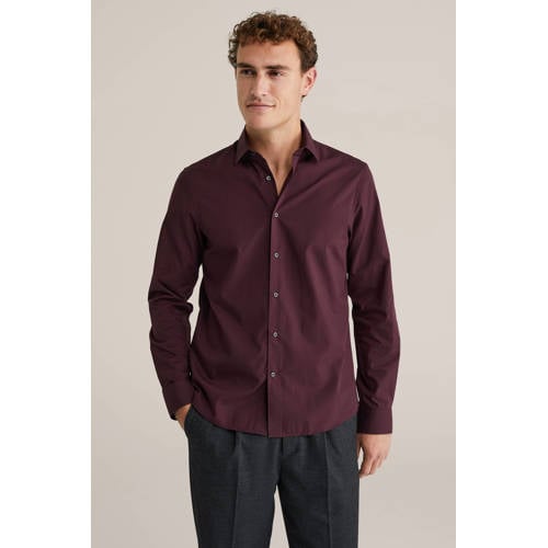 WE Fashion regular zakelijk overhemd donkerrood afbeelding