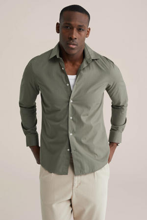 Regular zakelijk overhemd Smokey olive