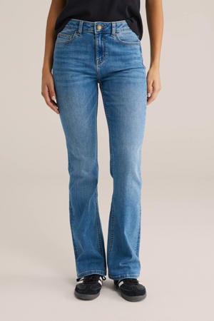 straight leg jeans medium blue denim