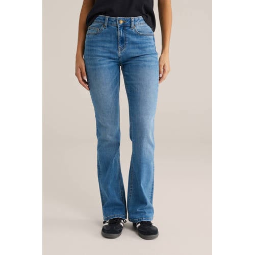 WE Fashion straight leg jeans medium blue denim afbeelding