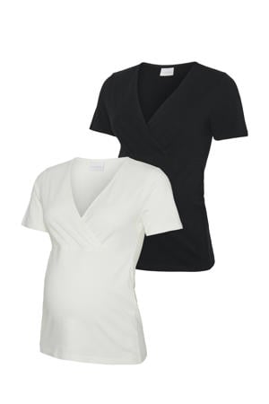 zwangerschaps- en voedingsshirt - zwart/wit (set van 2)