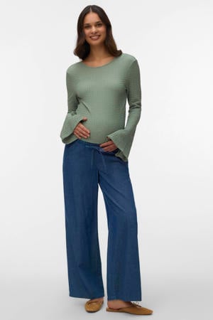 straight regular waist zwangerschaps casual broek medium blue denim