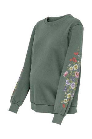 zwangerschaps gebloemde sweater groen