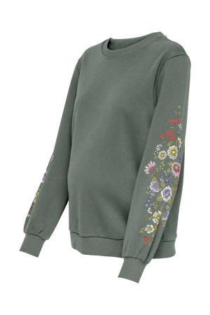 zwangerschaps gebloemde sweater groen