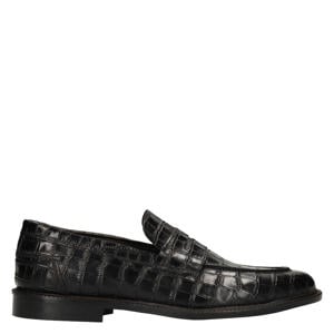 leren loafers met croco print zwart