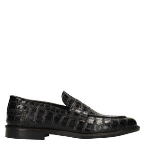 Black Label leren loafers met croco print zwart