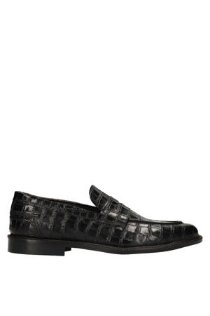 Black Label leren loafers met croco print zwart
