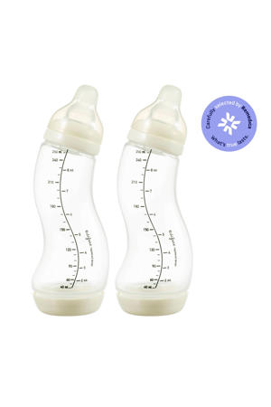 Natural S-Babyfles - 250 ml - Crème/Crème - 2 Stuks - Anti Colic