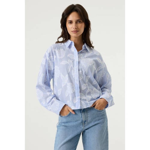 Garcia gestreepte gebloemde blouse blauw afbeelding