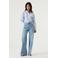 Garcia gestreepte gebloemde blouse blauw