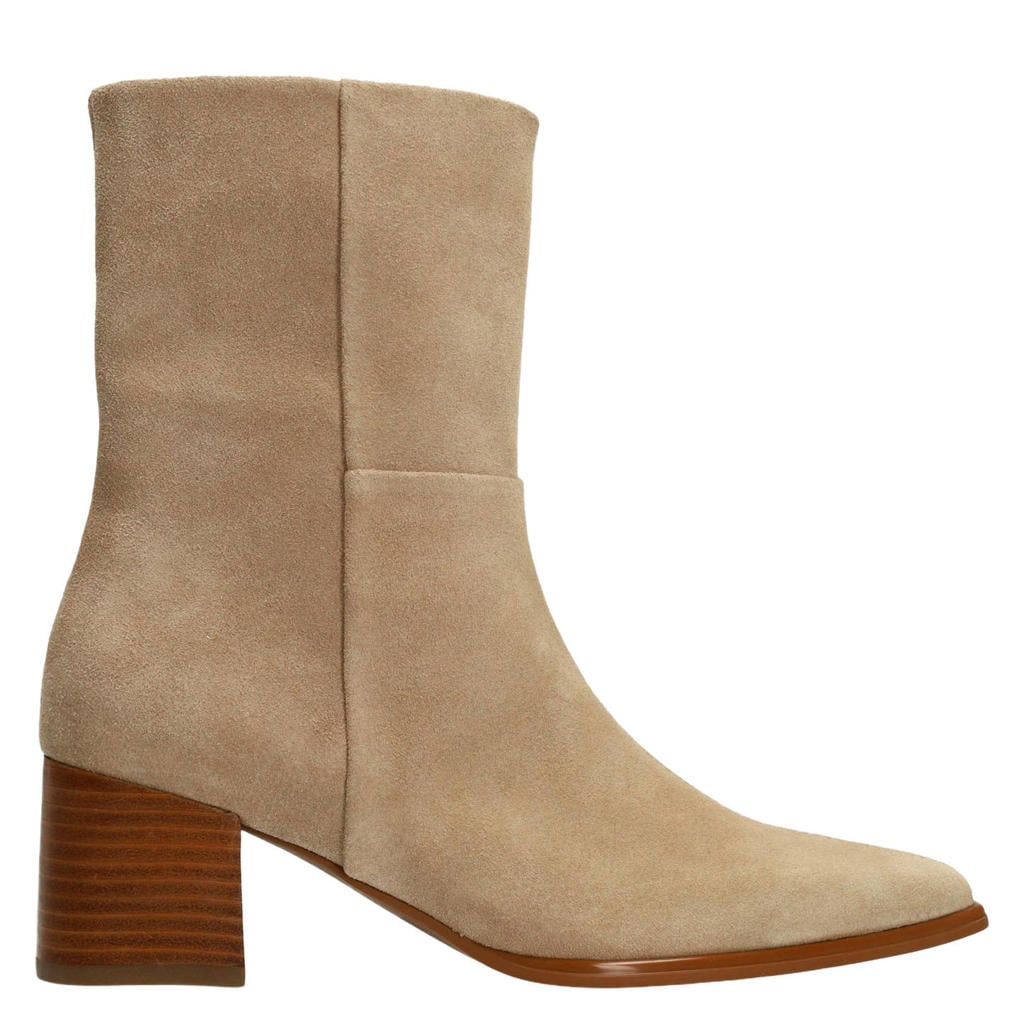 Beige dames Manfield suède enkellaarzen met ritssluiting