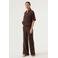 Garcia bootcut regular waist casual broek donkerbruin met textuur