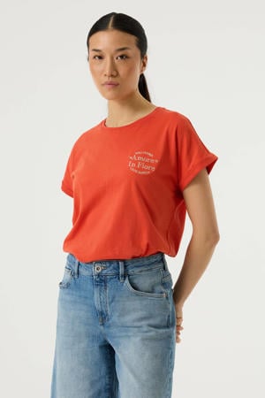 T-shirt koraalrood