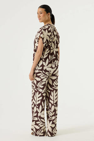 regular waist gebloemde casual broek bruin