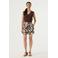 Garcia straight high waist gebloemde casual short donkerbruin