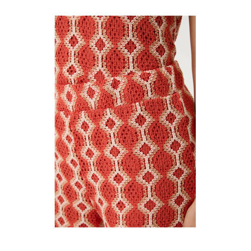 Garcia wide leg high waist geruite broek oranje gehaakt afbeelding