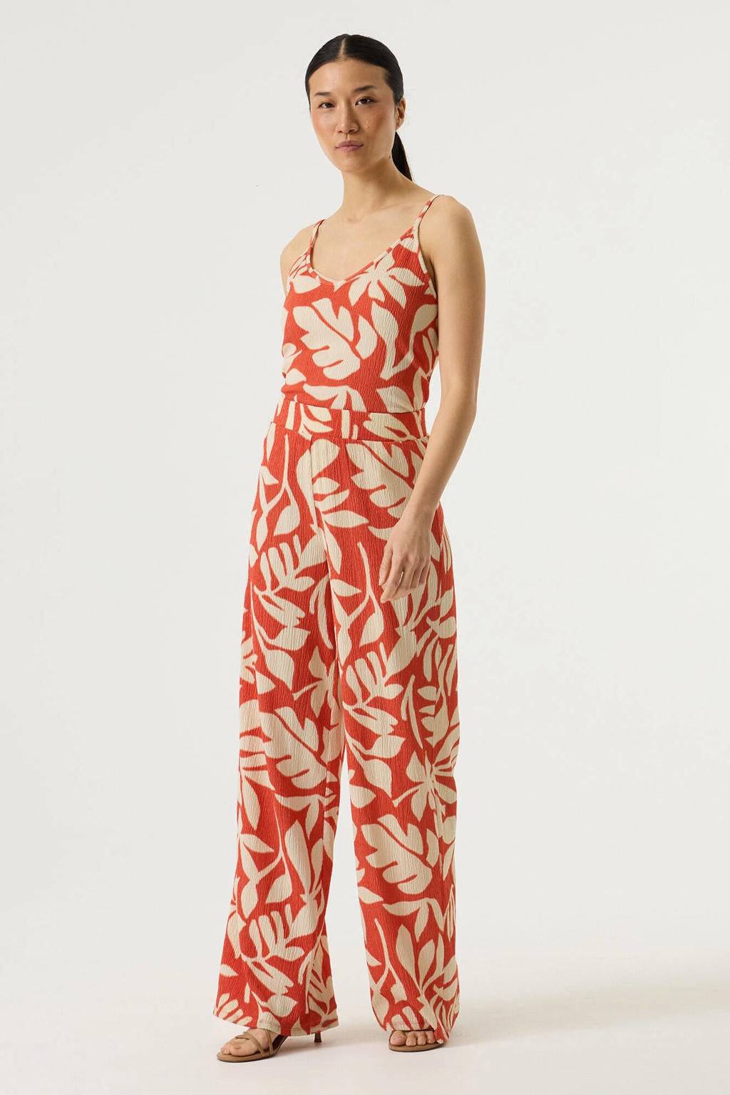 Garcia regular waist gebloemde casual broek oranje