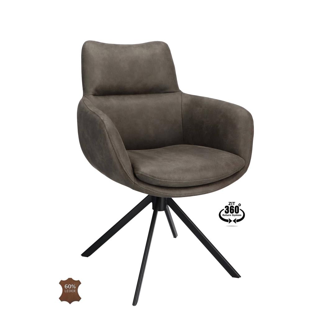 Wehkamp Home Armstoel Sabi Microleder Bull Wood 108 Leg Black 360° Return-system