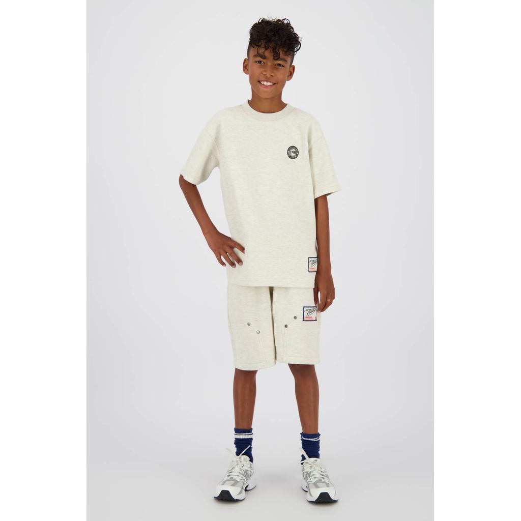 Beige jongens Vingino T-shirt van katoen met backprint, korte mouwen en ronde hals