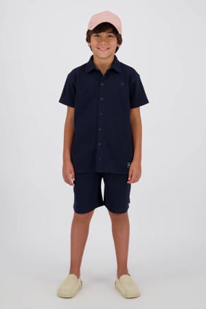 relaxed regular waist casual short donkerblauw met textuur