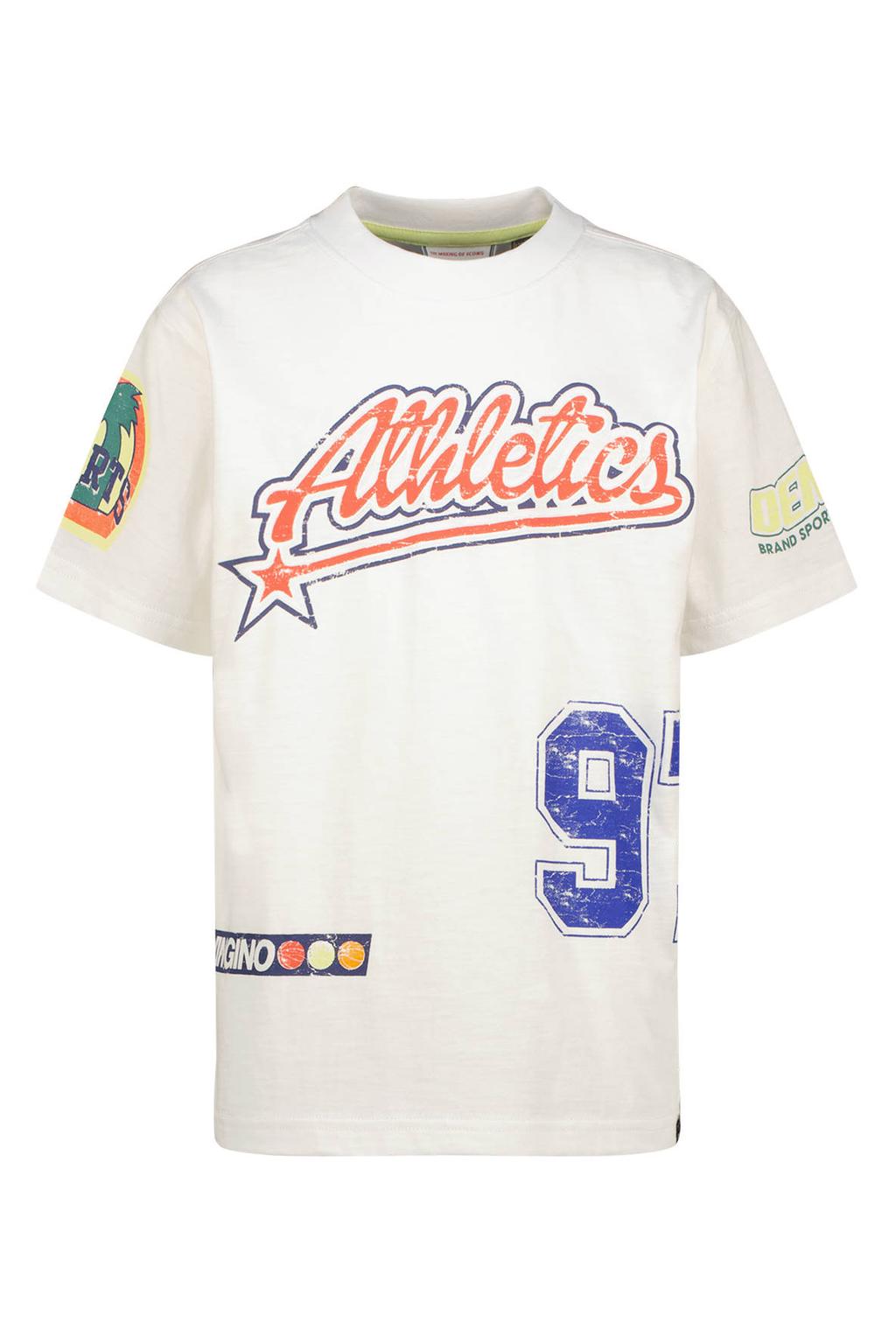 Witte jongens Vingino T-shirt van katoen met printopdruk, korte mouwen en ronde hals
