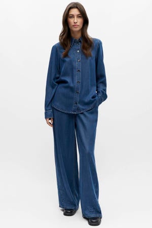 gebloemde blouse medium blue denim