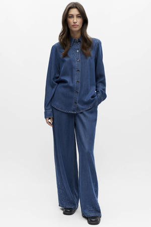 gebloemde blouse medium blue denim