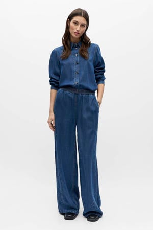 high waist gebloemde casual broek blauw