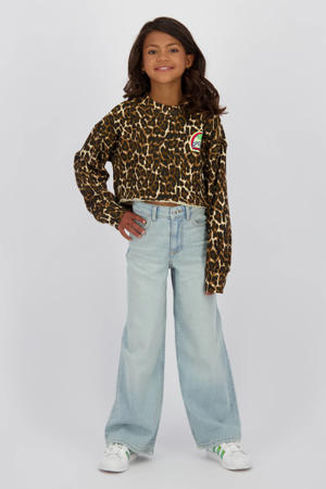 sweater met panterprint bruin