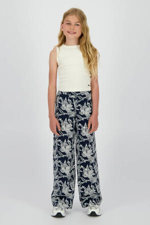 wide leg casual broek donkerblauw
