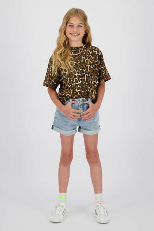 T-shirt met panterprint bruin