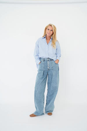 high waist wide leg jeans medium blue denim