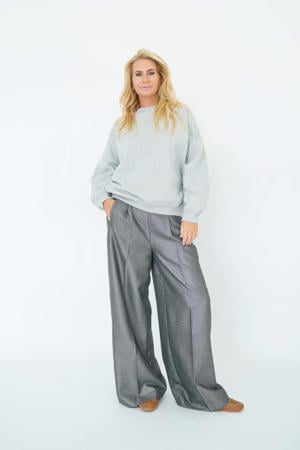 wide leg high waist broek zilver