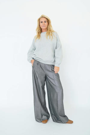 wide leg high waist broek zilver