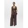 OBJECT wide leg high waist casual broek donkerbruin
