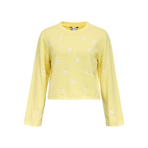 OBJECT gebloemde pullover geel gebreid afbeelding