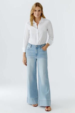 wide leg jeans medium blue denim