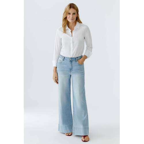 OUI wide leg jeans medium blue denim afbeelding