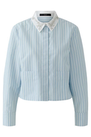 blouse met krijtstreep lichtblauw
