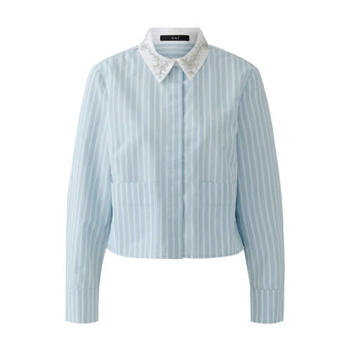 OUI blouse met krijtstreep lichtblauw afbeelding