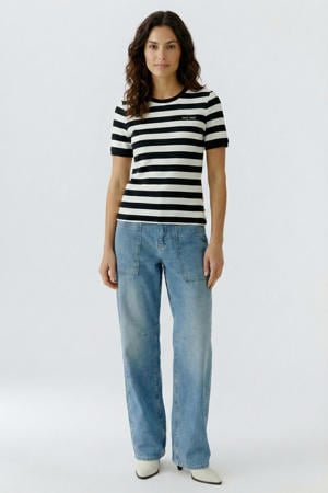 gestreepte T-shirt zwart