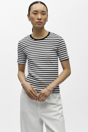 gestreepte T-shirt zwart