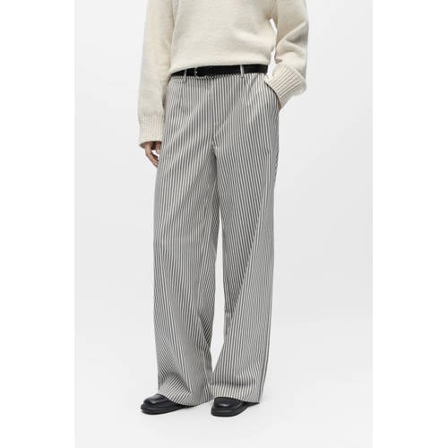 OBJECT Wide leg regular waist pantalon met krijtstreep afbeelding