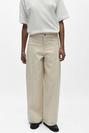 Objbella high waist wide leg jeans ecru