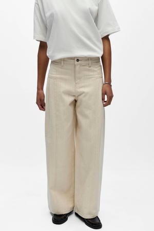 Objbella high waist wide leg jeans ecru