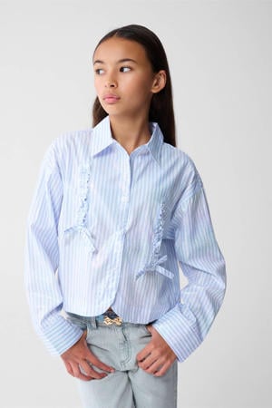 regular fit gestreepte blouse lichtblauw