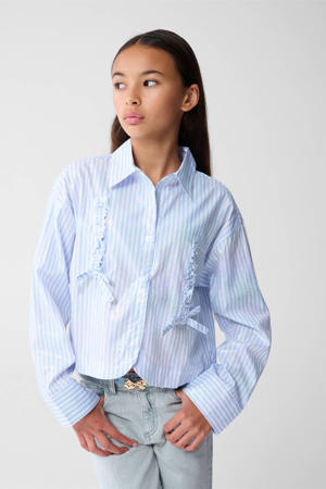 regular fit gestreepte blouse lichtblauw