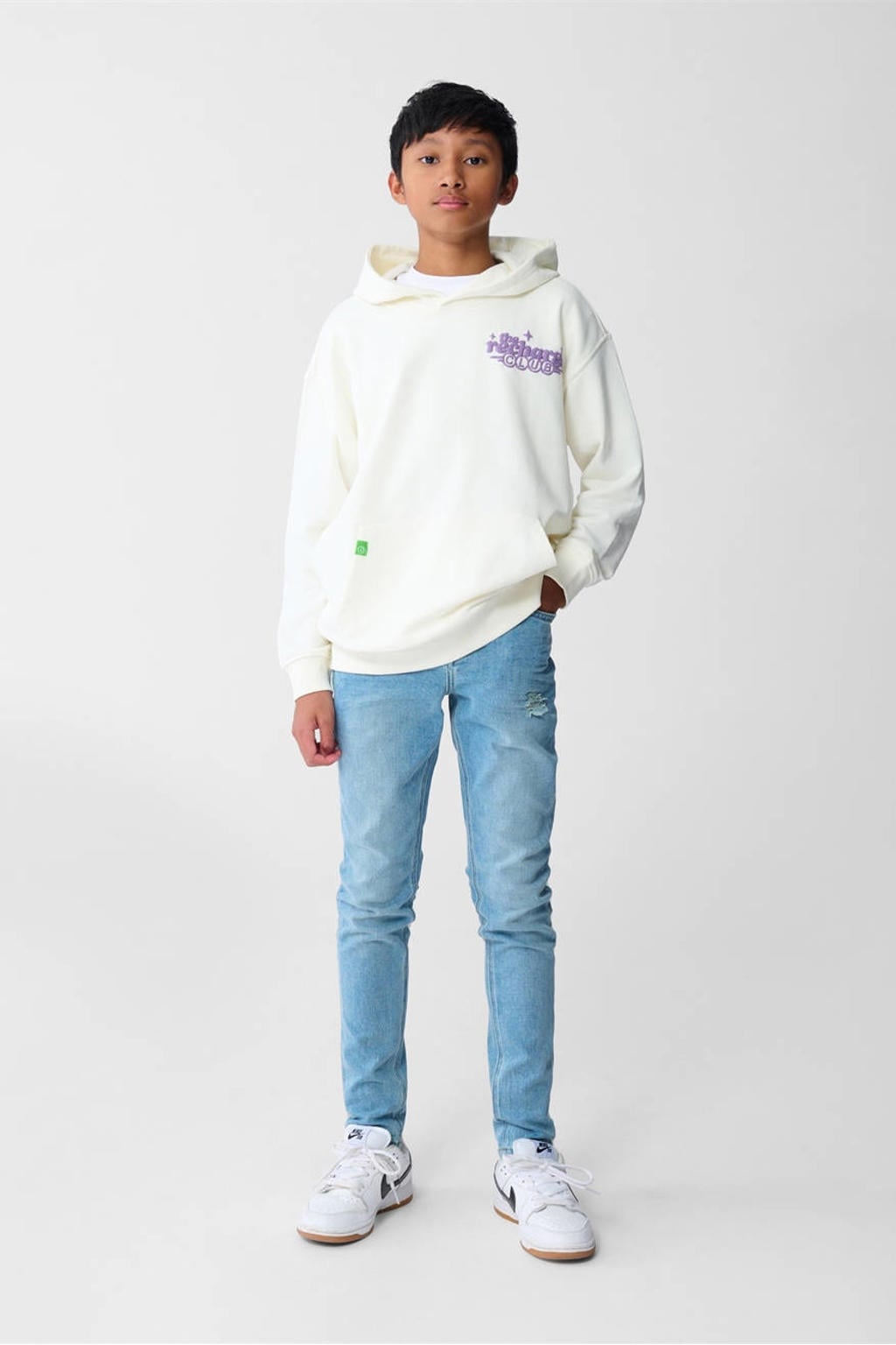 Light blue denim jongens Shoeby tapered fit jeans van denim met regular waist en effen