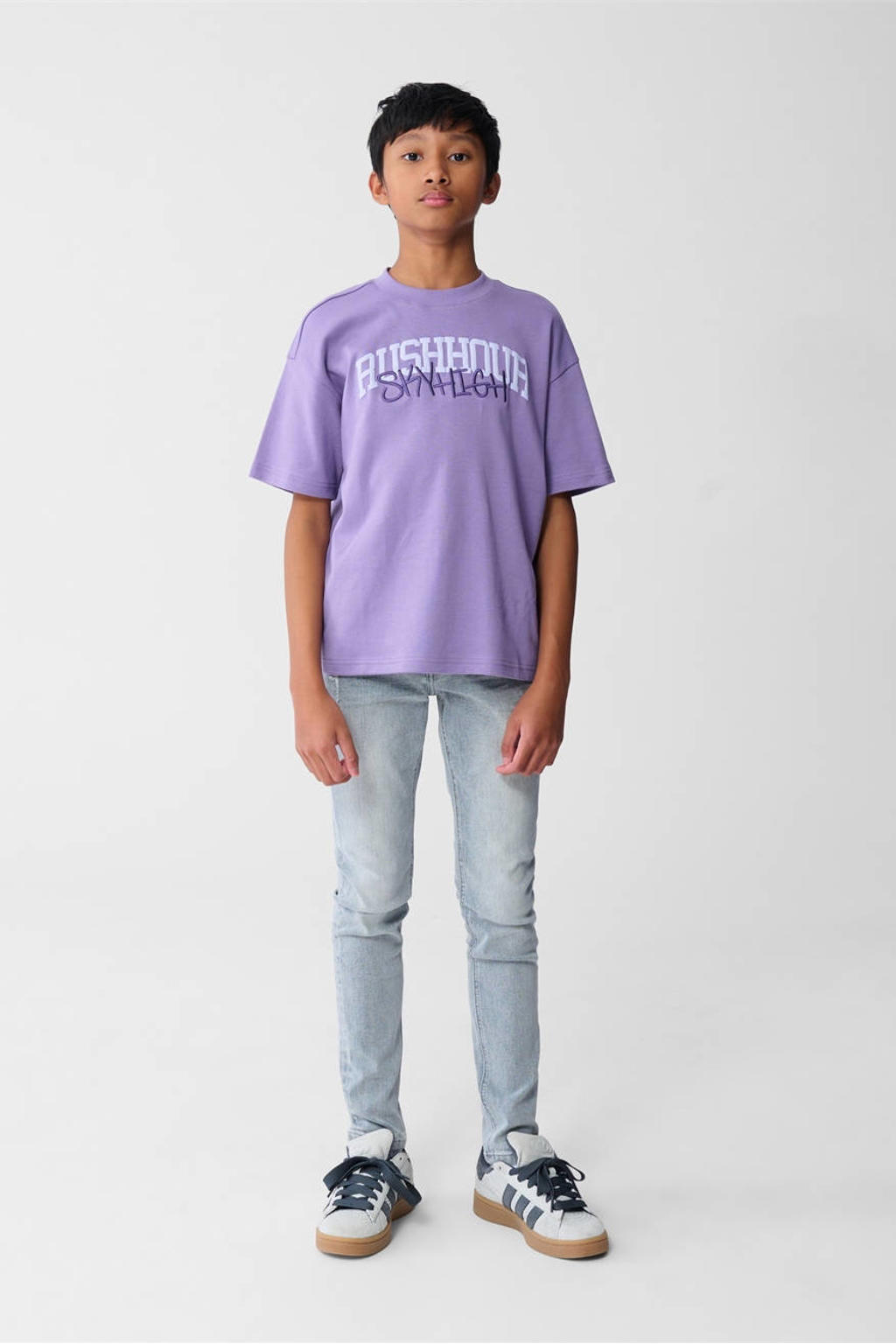 Grey denim jongens Shoeby tapered fit jeans van denim met regular waist en effen