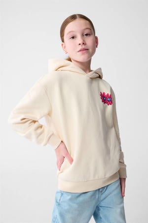 relaxed sweater met backprint beige
